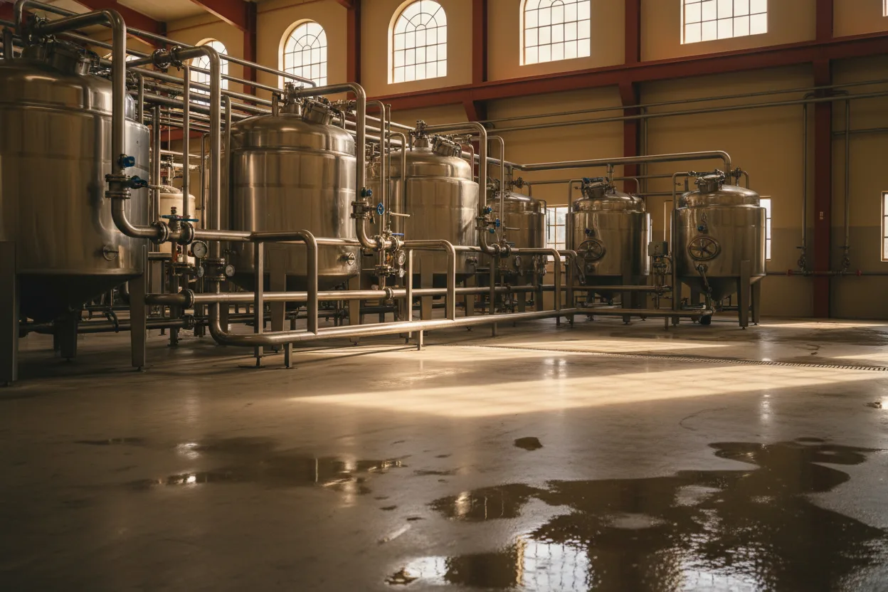 Clean stainless steel dairy processing equipment