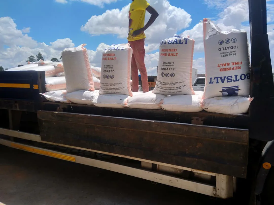 Truck loaded with 50 kg bags of refined iodated salt bound for Zimbabwe