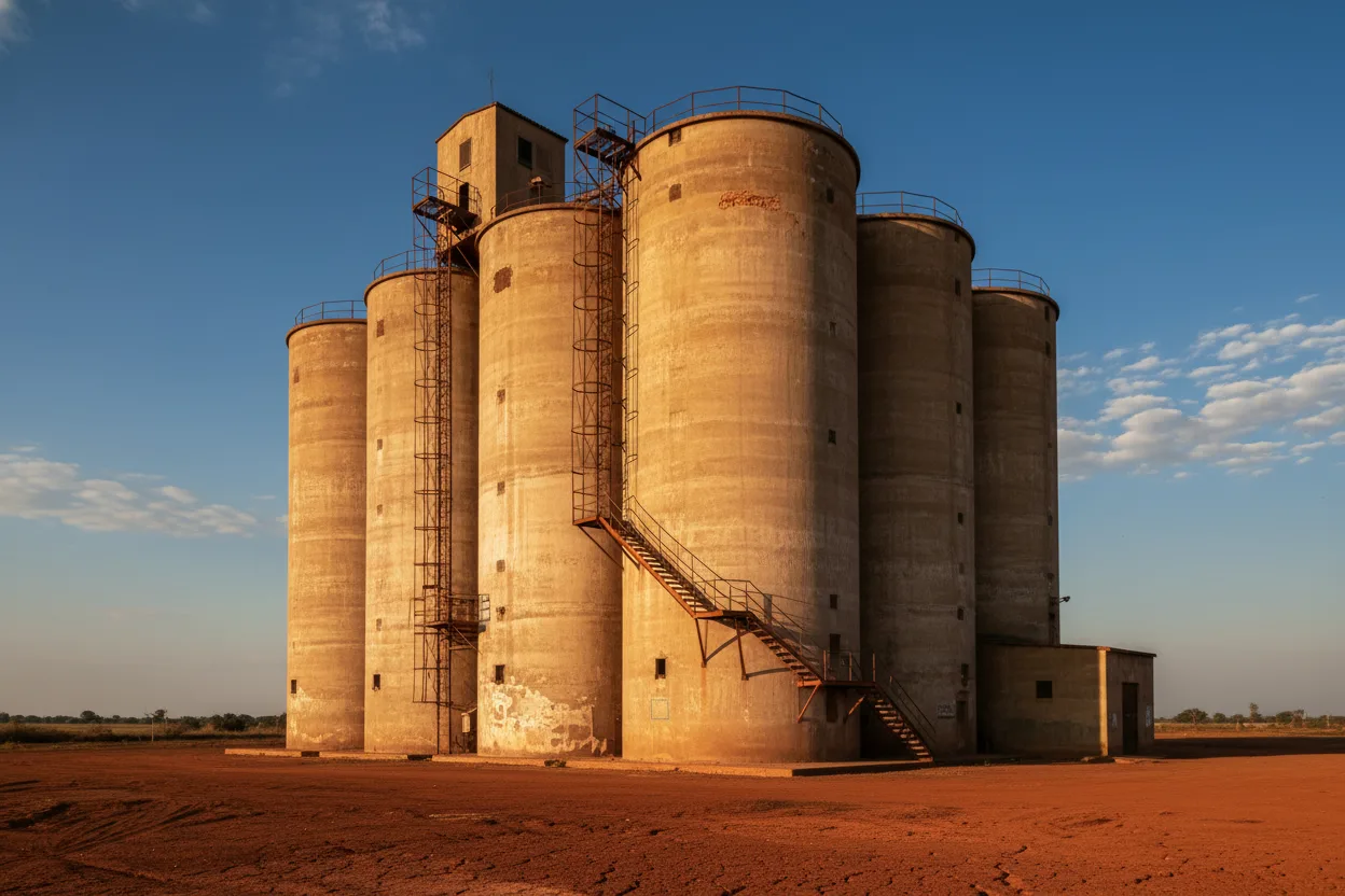 Grain silos at a Zimbabwean agricultural depot